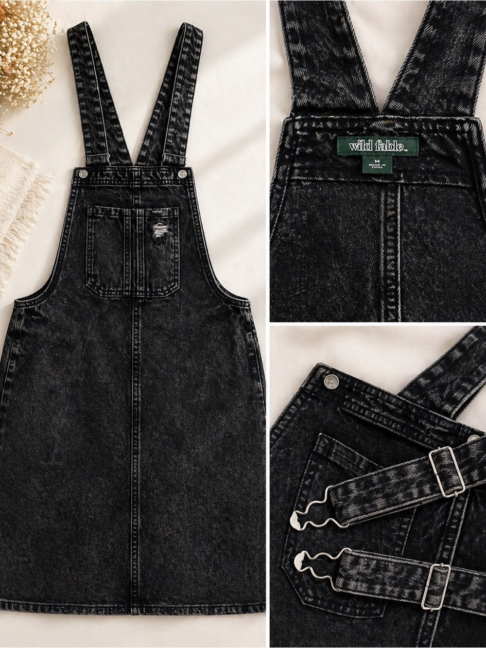 Black Acid Wash Overall Dress 🖤 Wild Fable M | New No Tags | Trendy